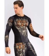 Męski rashguard Venum Tiger z długim rękawem, czarny/neonowy pomarańczowy
