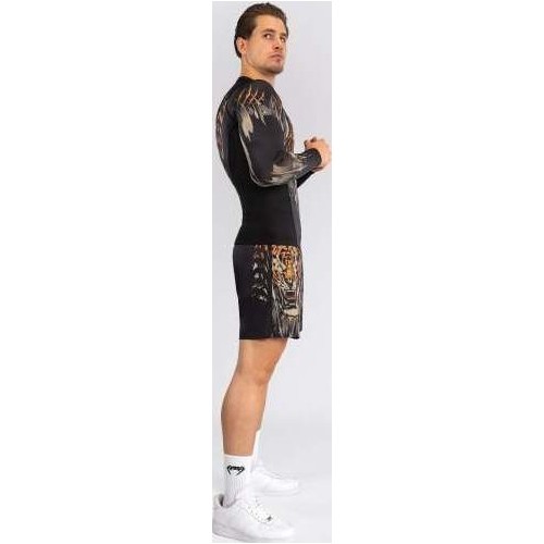 Męski rashguard Venum Tiger z długim rękawem, czarny/neonowy pomarańczowy
