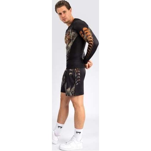 Męski rashguard Venum Tiger z długim rękawem, czarny/neonowy pomarańczowy
