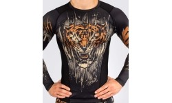 Męski rashguard Venum Tiger z długim rękawem, czarny/neonowy pomarańczowy