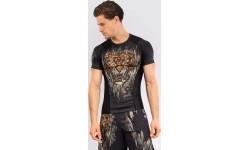 Koszulka męska Rashguard z krótkim rękawem Venum Tiger, czarno-pomarańczowa neonowa