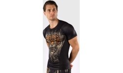 Koszulka męska Rashguard z krótkim rękawem Venum Tiger, czarno-pomarańczowa neonowa