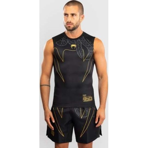 Koszulka rashguard bez rękawów Venum Serpenti, czarny/srebrny/złoty
