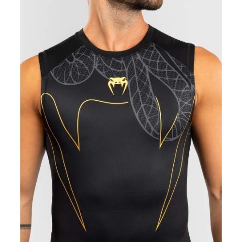 Koszulka rashguard bez rękawów Venum Serpenti, czarny/srebrny/złoty