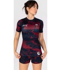 Damska bordowa koszulka rashguard z krótkim rękawem UFC Zenith by Venum Authentic Fight Week