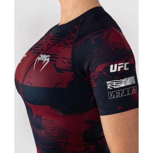 Damska bordowa koszulka rashguard z krótkim rękawem UFC Zenith by Venum Authentic Fight Week