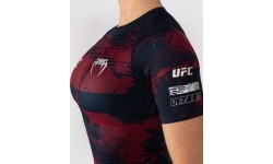 Damska bordowa koszulka rashguard z krótkim rękawem UFC Zenith by Venum Authentic Fight Week