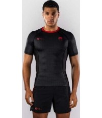 Rashguard Venum x Roger Gracie Signature z krótkim rękawem, czarno-czerwony