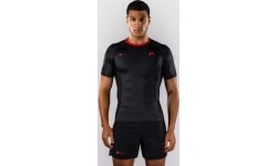 Rashguard Venum x Roger Gracie Signature z krótkim rękawem, czarno-czerwony