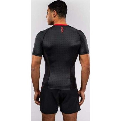 Rashguard Venum x Roger Gracie Signature z krótkim rękawem, czarno-czerwony
