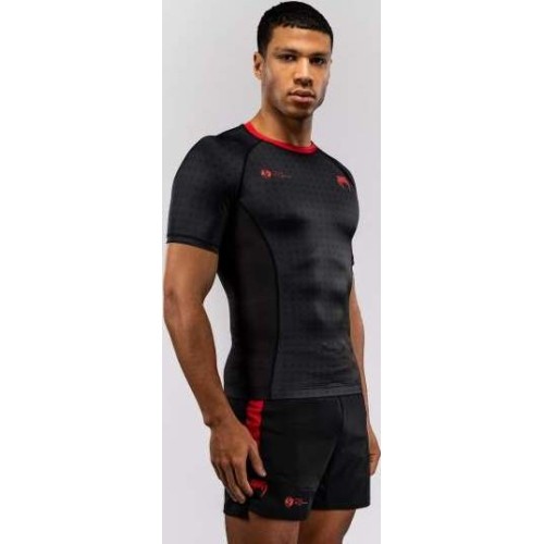 Rashguard Venum x Roger Gracie Signature z krótkim rękawem, czarno-czerwony