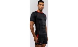 Rashguard Venum x Roger Gracie Signature z krótkim rękawem, czarno-czerwony