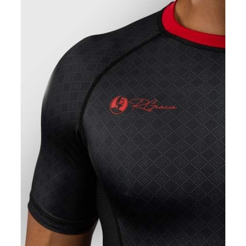Rashguard Venum x Roger Gracie Signature z krótkim rękawem, czarno-czerwony
