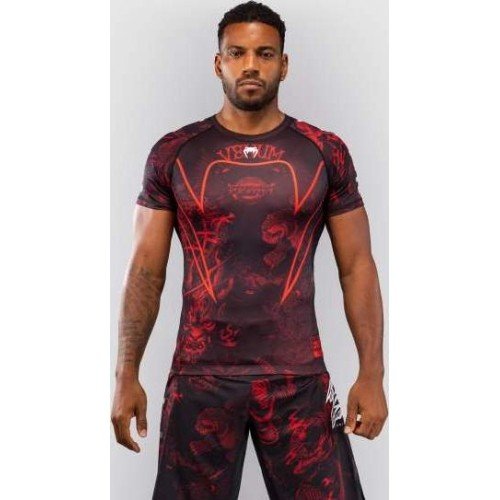 Rashguard Venum 20th Anniversary z krótkim rękawem, czarno-czerwony