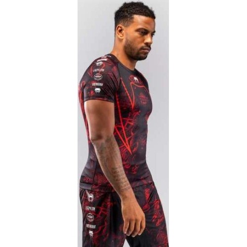 Rashguard Venum 20th Anniversary z krótkim rękawem, czarno-czerwony