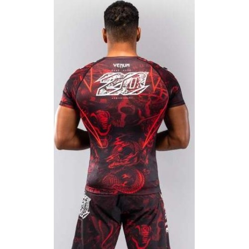 Rashguard Venum 20th Anniversary z krótkim rękawem, czarno-czerwony