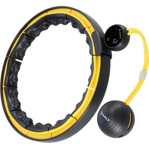 Hula hoop masujące HMS HHM21 z obciążeniem i licznikiem, czarno-żółte