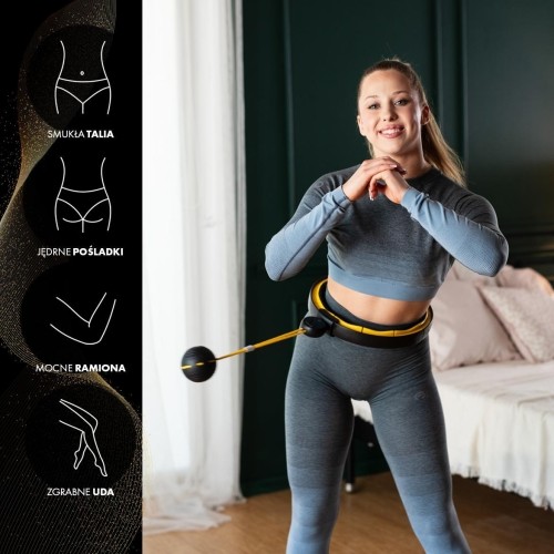 Hula hoop masujące HMS HHM21 z obciążeniem i licznikiem, czarno-żółte