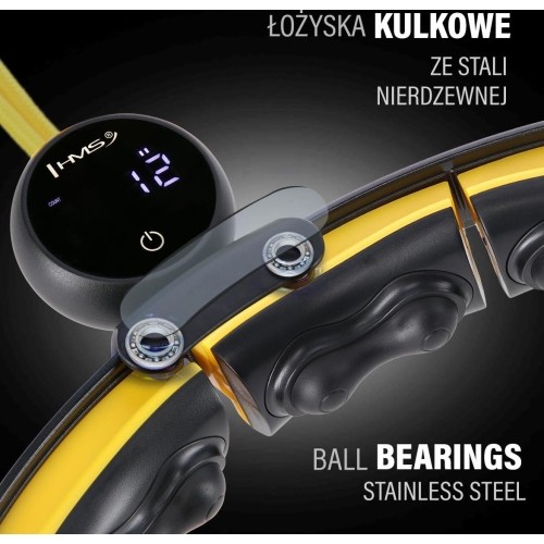Hula hoop masujące HMS HHM21 z obciążeniem i licznikiem, czarno-żółte