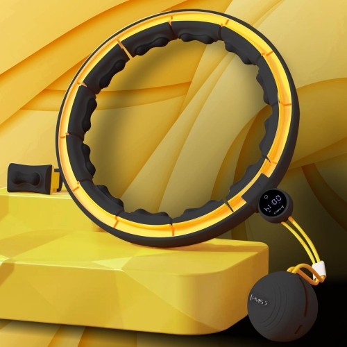 Hula hoop masujące HMS HHM21 z obciążeniem i licznikiem, czarno-żółte