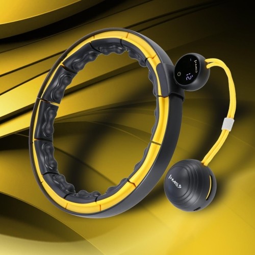 Hula hoop masujące HMS HHM21 z obciążeniem i licznikiem, czarno-żółte