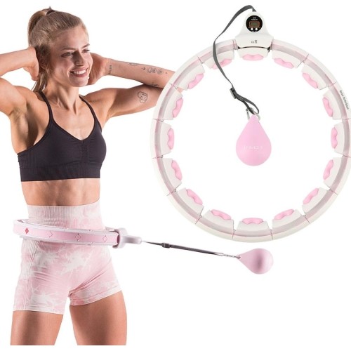 Hula hop z obciążeniem i licznikiem HMS HHW06, różowy