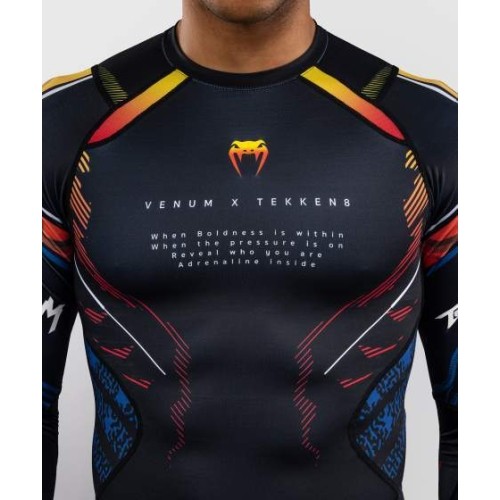 Koszulka rashguard z długim rękawem Venum x TEKKEN 8 Yoshimitsu, czarno-pomarańczowa