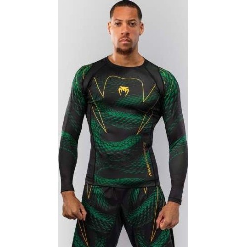Rashguard kompresyjny Venum Matupa z długim rękawem – czarny/zielony/złoty