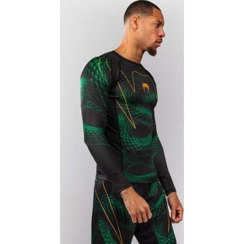 Rashguard kompresyjny Venum Matupa z długim rękawem – czarny/zielony/złoty