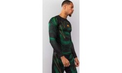 Rashguard kompresyjny Venum Matupa z długim rękawem – czarny/zielony/złoty