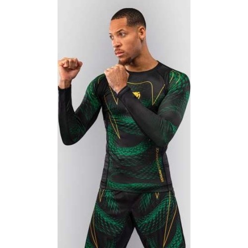 Rashguard kompresyjny Venum Matupa z długim rękawem – czarny/zielony/złoty