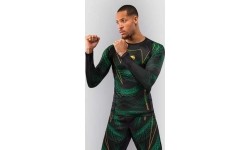 Rashguard kompresyjny Venum Matupa z długim rękawem – czarny/zielony/złoty