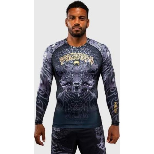 Koszulka rashguard Venum Wolf Atak z długim rękawem – czarny/szary