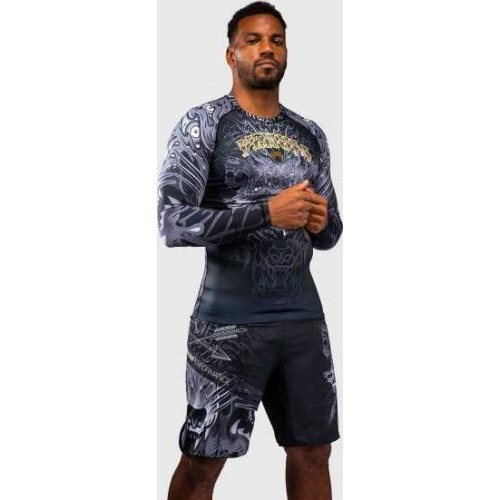 Koszulka rashguard Venum Wolf Atak z długim rękawem – czarny/szary
