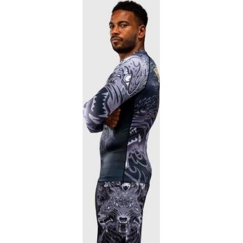 Koszulka rashguard Venum Wolf Atak z długim rękawem – czarny/szary