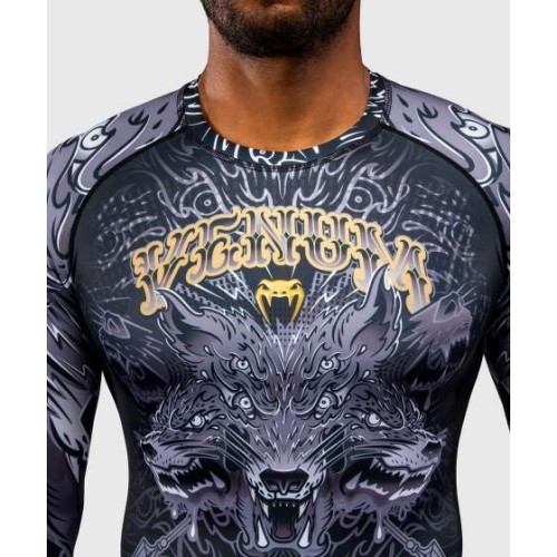 Koszulka rashguard Venum Wolf Atak z długim rękawem – czarny/szary