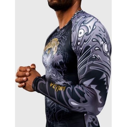 Koszulka rashguard Venum Wolf Atak z długim rękawem – czarny/szary