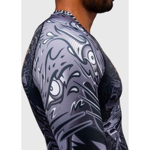 Koszulka rashguard Venum Wolf Atak z długim rękawem – czarny/szary