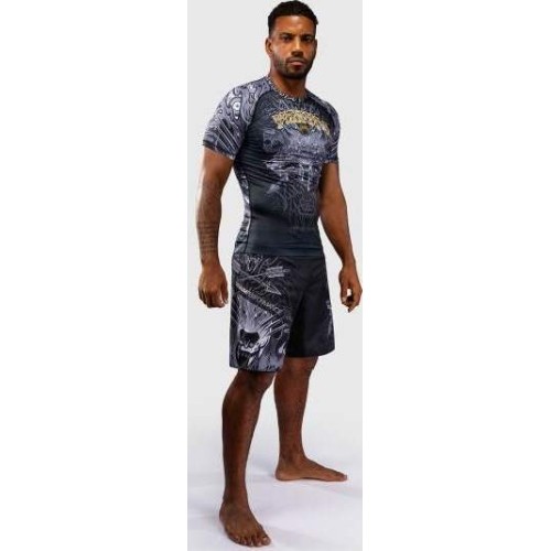 Rashguard z krótkim rękawem Venum Wolf Atak – czarno-szary