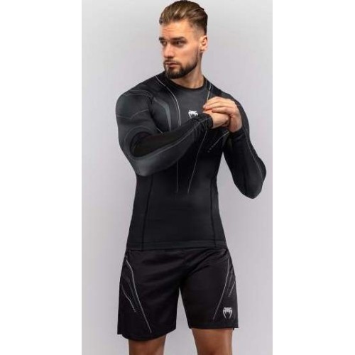 Koszulka rashguard Venum Streamline z długim rękawem, czarno-biała