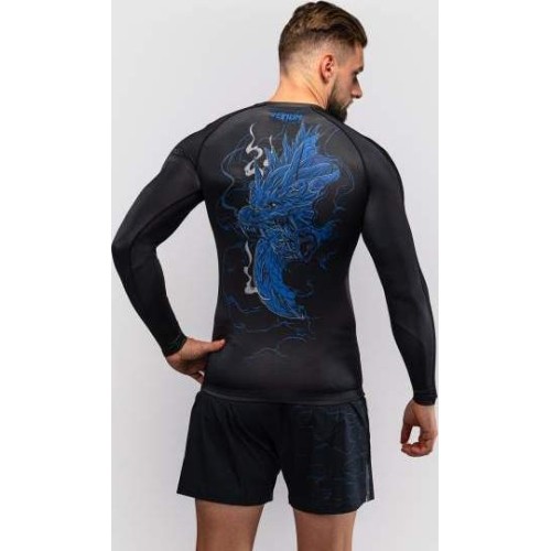 Koszulka rashguard Venum Thunder Dragon z długim rękawem – czarno-niebieska