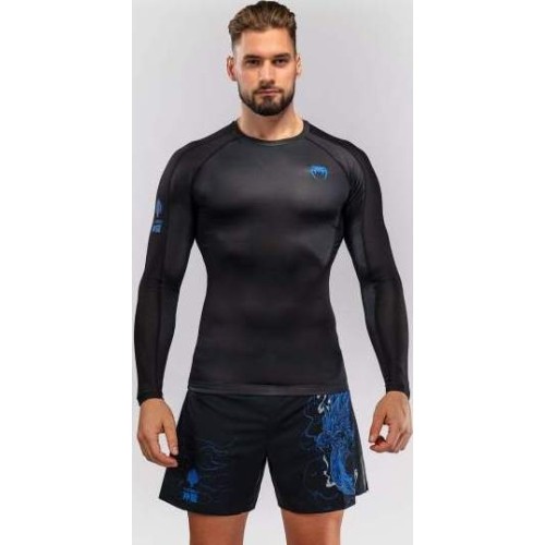 Koszulka rashguard Venum Thunder Dragon z długim rękawem – czarno-niebieska