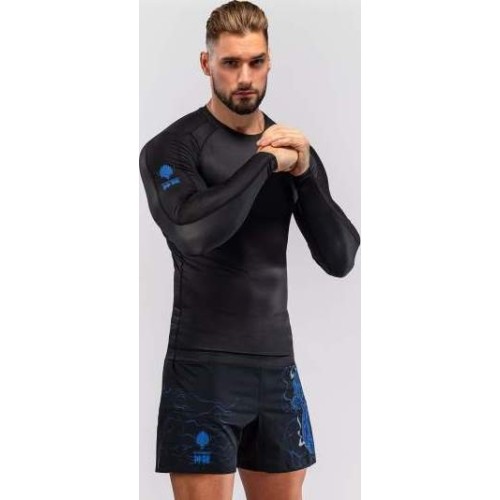 Koszulka rashguard Venum Thunder Dragon z długim rękawem – czarno-niebieska