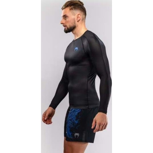 Koszulka rashguard Venum Thunder Dragon z długim rękawem – czarno-niebieska
