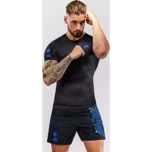 Koszulka rashguard z krótkim rękawem Venum Thunder Dragon, czarno-szafirowa