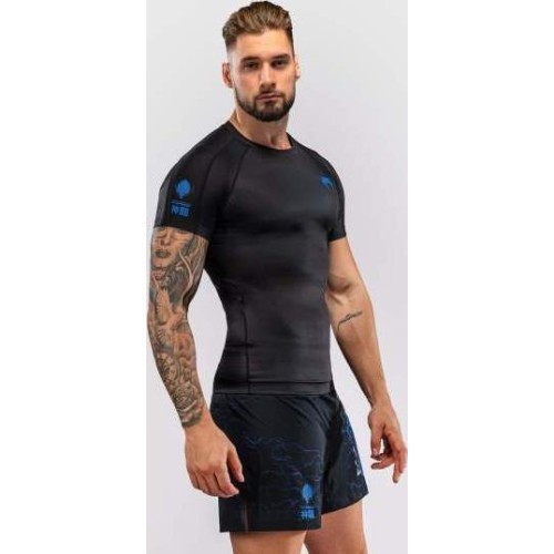 Koszulka rashguard z krótkim rękawem Venum Thunder Dragon, czarno-szafirowa