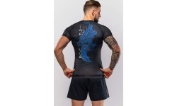 Koszulka rashguard z krótkim rękawem Venum Thunder Dragon, czarno-szafirowa