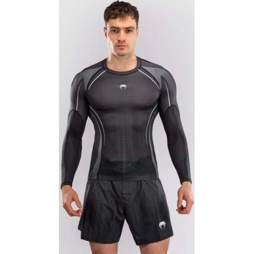 Rashguard Venum Stealth z długim rękawem, czarno-biały