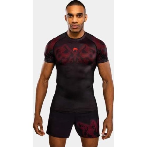 Venum Spectre koszulka z krótkim rękawem (rashguard) - czarno-czerwona