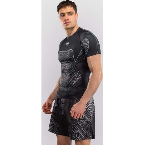 Rashguard z krótkim rękawem Venum Midnight Fury – czarny/szary/srebrny